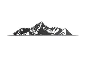 Black and white mountain range silhouette on white background. vector