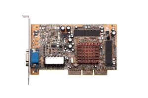 An old computer videocard from the early 2000s. Isolate on a white background. photo