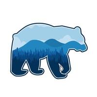 Mountain Scenery with Bear perfect for print, apparel, sticker, etc vector