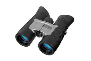 Modern binoculars. An optical instrument for observation at long distances. Isolate on a white back. photo
