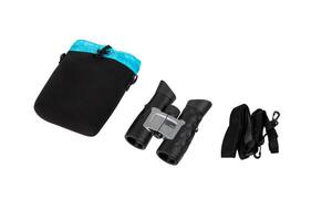 Modern binoculars. An optical instrument for observation at long distances. Isolate on a white back. photo