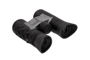 Modern binoculars. An optical instrument for observation at long distances. Isolate on a white back. photo