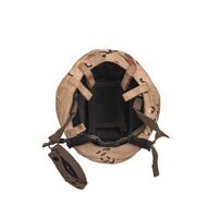 Modern safety helmet in a camouflage case isolate on a white back. British Armed Forces helmet. photo