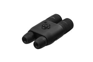 Modern binoculars isolate on white back. Surveillance device. Device for viewing at a distance. photo