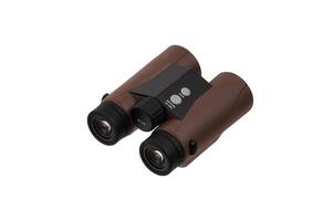 Modern binoculars. Optical device for long-range observation. Isolate on a white back. photo