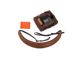 Modern binoculars. Optical device for long-range observation. Isolate on a white back. photo
