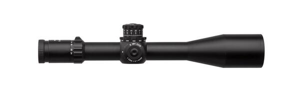 modern black optical scope for weapon isolated on whited. sight scope isolated on white back. photo