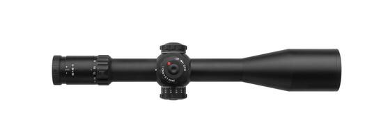 modern black optical scope for weapon isolated on whited. sight scope isolated on white back. photo