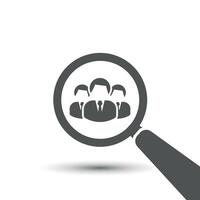 illustration of employee search, magnifying glass symbol, flat design. vector