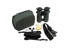 Modern binoculars. An optical instrument for observation at long distances. Isolate on a white back. photo