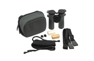 Modern binoculars. An optical instrument for observation at long distances. Isolate on a white back. photo