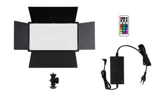 Photo and lamp isolate on white back. LED lamp with special shutters for the formation of light flux. Photo and lighting fixture.