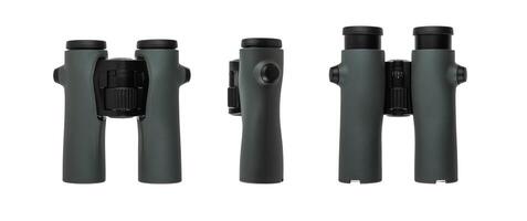 Modern binoculars. An optical instrument for observation at long distances. Isolate on a white back. photo
