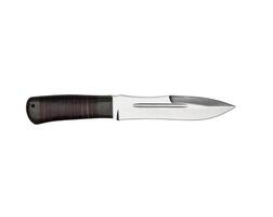 Hunting knife with wooden handle. Isolated on white back. photo