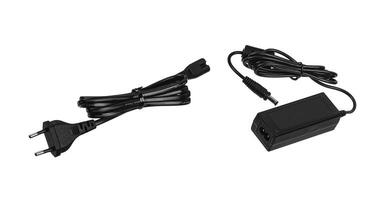 Power supply for various electronics. A device for converting AC 220 volts to DC. Isolate on a white back photo