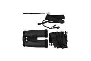 Modern binoculars isolate on white back. Surveillance device. Device for viewing at a distance. photo