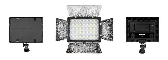 Photo and lamp isolate on white back. LED lamp with special shutters for the formation of light flux. Photo and lighting fixture.