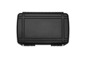 black plastic case for weapons or tools isolated on white back photo