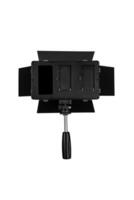 Photo and lamp isolate on white back. LED lamp with special shutters for the formation of light flux. Photo and lighting fixture.
