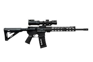 Modern automatic carbine with optical sight. Weapons for police, special forces and the army. Automatic carbine. Assault rifle on white back. Isolate on a white back photo