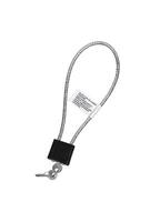 Locks and keys used to safely secure a firearm from being used. Weapon cable lock. Gun safety. Isolate on a white back. photo