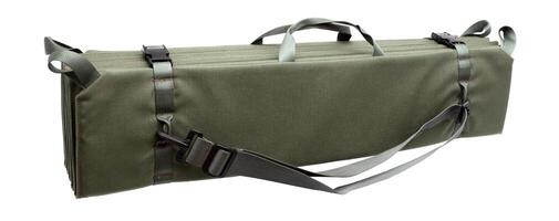 Folding portable military mat khaki for snipers. Isolate on a white back. photo