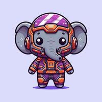 Futuristic Elephant Chibi 2d character illustration vector