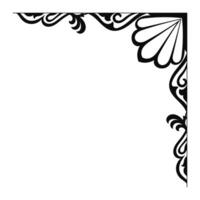 Thin line vintage corner. Medieval period of the Victorian dynasty. Fancy black monogram frame design element abstract icon collection Flower simple symbol vector