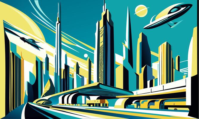 Abstract infographics on the theme of space future cityscape.