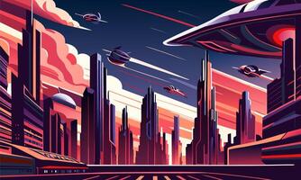 Abstract infographic with a futuristic city of the future. vector
