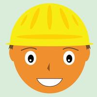 An engineer illustration with a yellow safety helmet, suitable for logo and sign, civil and mechanical engineer, worker in build project, character suitable for motion graphics and posters and avatar vector