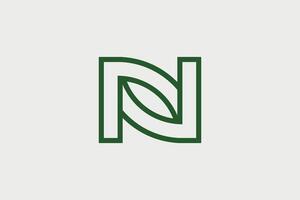 Letter N Leaf Ambigram Logo vector