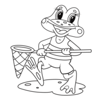 Frog for coloring book. Line art design for kids coloring page. Preview of Cartoon Frog Coloring Page. png