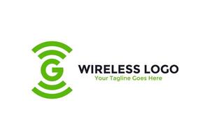 Letter G for abstract wireless logo . Signal wave and wifi connection concept. vector
