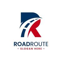 Letter R for road route logo design template. Concept of destination, address, position, travel, gps map, etc. Creative symbol highway. vector