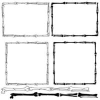 set of bones frames illustration black and white isolated background vector