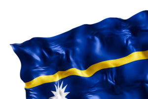 Realistic flag of Nauru with folds, on transparent background. Footer, corner design element. Cut out. Perfect for patriotic themes or national event promotions. 3D render. png