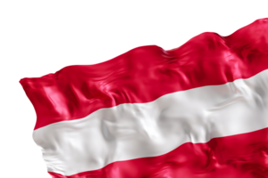 Realistic flag of Austria with folds, on transparent background. Footer, corner design element. Cut out. Perfect for patriotic themes or national event promotions. 3D render. png