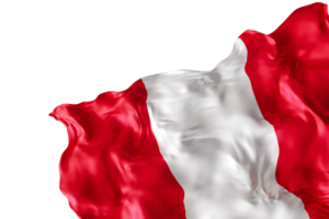 Realistic flag of Peru with folds, on transparent background. Footer, corner design element. Cut out. Perfect for patriotic themes or national event promotions. 3D render. png