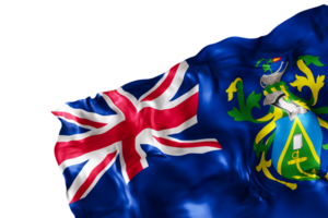 Realistic flag of Pitcairn Islands on transparent background. Footer, corner design element. Cut out. Perfect for patriotic themes or national event promotions. 3D render. png