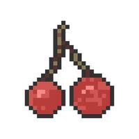 fresh cherry fruit pixel art vector