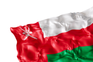Realistic flag of Oman with folds, on transparent background. Footer, corner design element. Cut out. Perfect for patriotic themes or national event promotions. 3D render. png