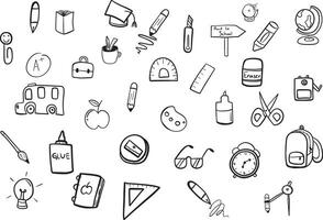 back to school doodle line element vector
