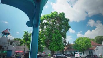 Vibrant Blue Architecture with Lush Greenery video