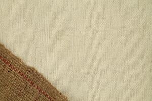 Natural Linen Material Textile Canvas Fabric Texture Background Close-up Detail of Fabric Natural Color Hemp Material Pattern Design Wallpaper. Can be Used as Background or For Graphic Design photo