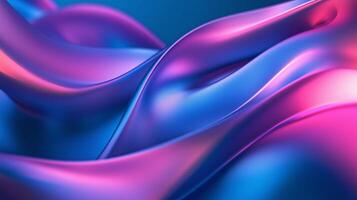 Curved ribbon of light pink and blue colors in the shape of waves on a blue background. photo