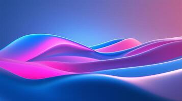 Curved ribbon of light pink and blue colors in the shape of waves on a blue background. photo