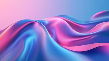 Curved ribbon of light pink and blue colors in the shape of waves on a blue background. photo