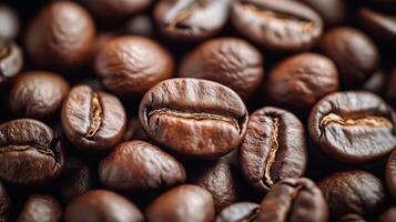 Close up of roasted coffee beans background. photo