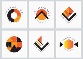 A set of six logos with geometric shapes vector